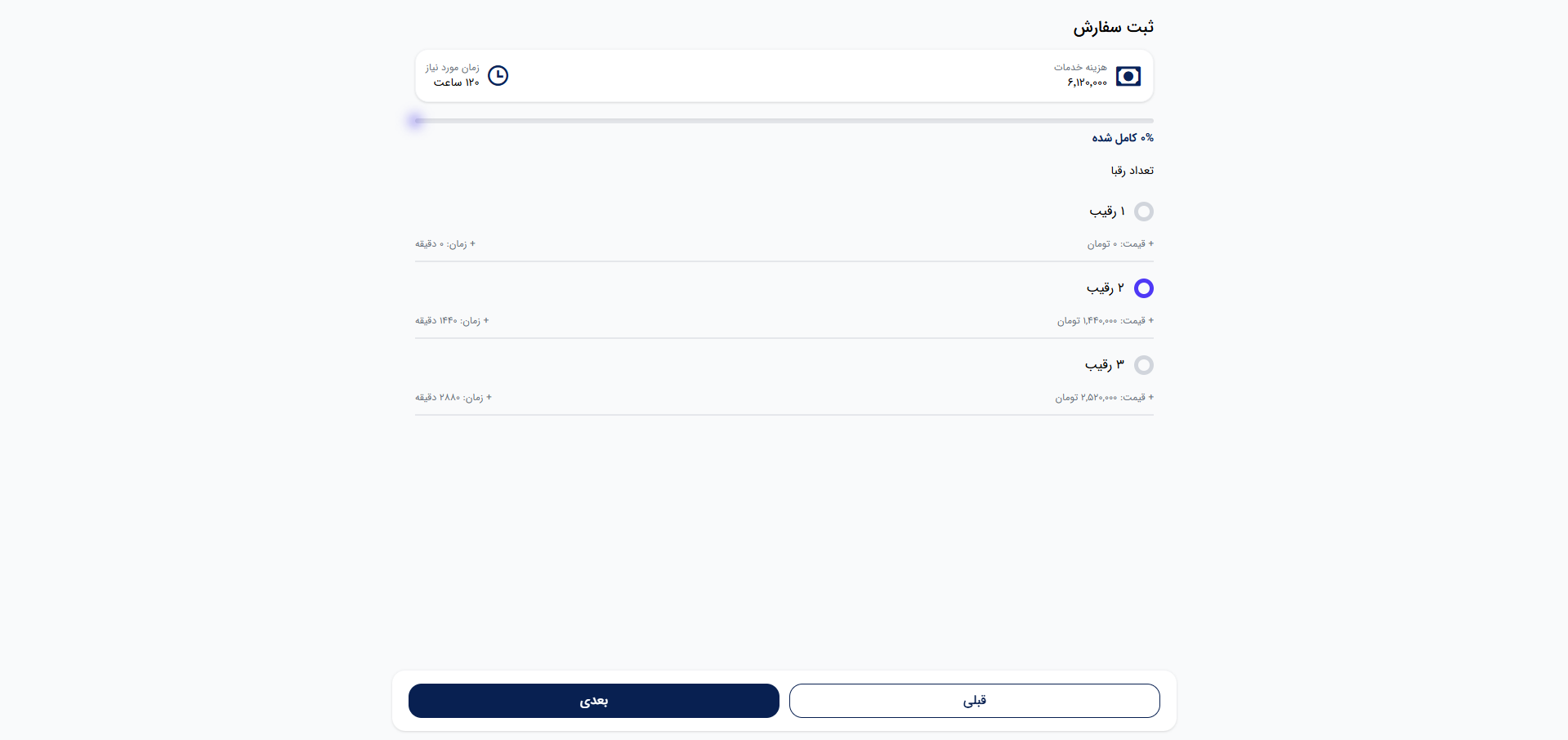 پنل سفارش خدمات